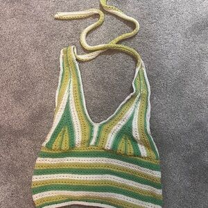 Bluenotes Multicolor Crochet Halter Top